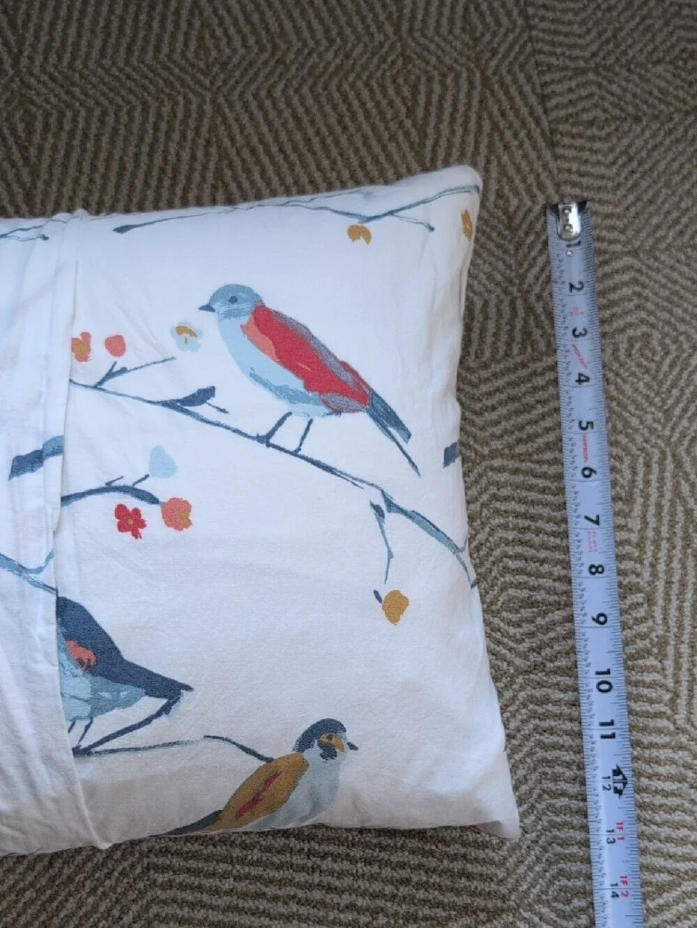 Garnet Hill Bluebird Organic-Cotton Percale Down Throw Accent Pillow Floral